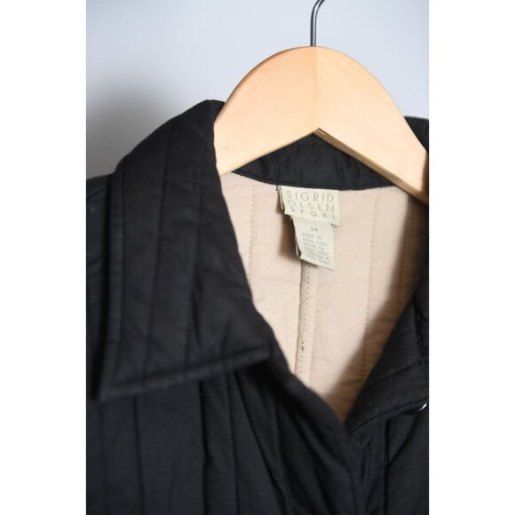Sigrid Olsen Black Womens Sport Quilted Jacket Lined Pockets Cotton Size M - Picture 2 of 14